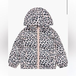 MILES THE LABEL Kids' Leopard Print Puffer Jacket 4 pink